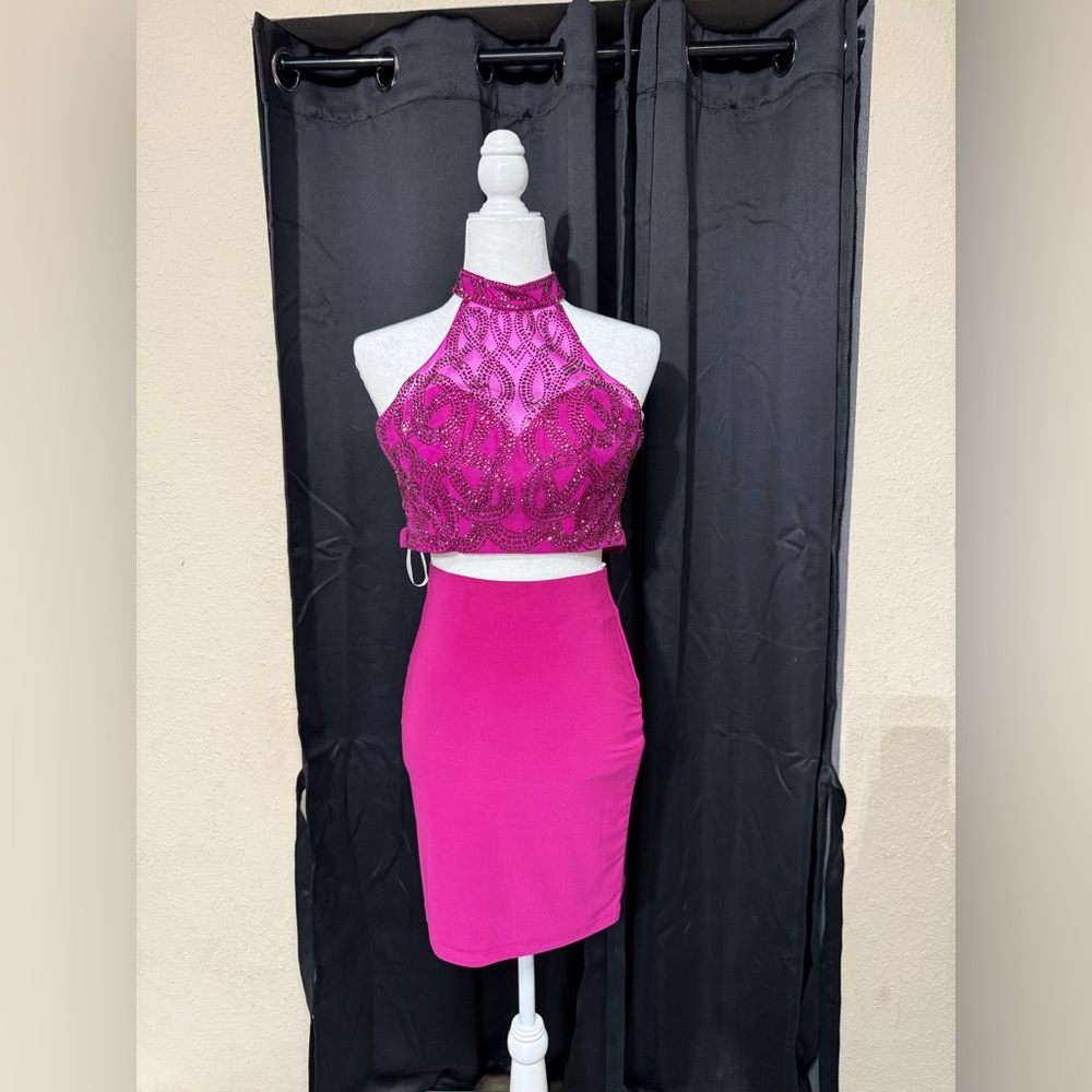 Alyce Paris Fuchsia Halter Pencil Skirt Set